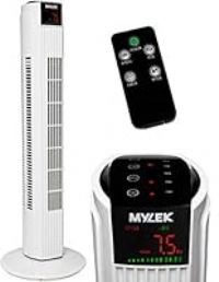 MYLEK Tower Fan with Remote Control, Oscillation and Timer for Bedroom/Kitchen/Office (White, 31 Inch)