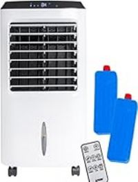 MYLEK Large Portable Air Cooler for Home with Remote Control & 2 Ice Packs - 4-in-1 Air Cooler, Air Purifier, Ioniser & Humidifier - LCD Display, 8 Hour Timer, 3 Speeds, 3 Wind Settings & Oscillation