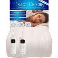 Sweet Dreams Electric Blanket Super King Bed Size with Dual Controls - 182 x 203 x 40cm - Fully Fitted Machine Washable Heated Mattress Cover Underblanket with Elasticated Skirt - Overheat Protection