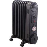 MYLEK Oil Filled Radiator Electric Heater, 2KW Portable, Thermostat & 24hr Repeat Timer, 3 Heat Settings (No Sharp Edge Fins, Safe Modern Design), Black