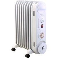 MYLEK Oil Filled Radiator Electric Heater, 2KW Portable, Thermostat & 24hr Repeat Timer, 3 Heat Settings (No Sharp Edge Fins, Safe Modern Design), White