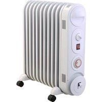 MYLEK Oil Filled Radiator Electric Heater, 2.5KW Portable, Thermostat & 24hr Repeat Timer, 3 Heat Settings (No Sharp Edge Fins, Safe Modern Design), White