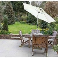 GlamHaus Garden Parasol Tilting Table Umbrella for Outdoors 2.7m, Crank Handle, UV 40+ Protection Gardens and Patios - Robust Aluminium (Cream)