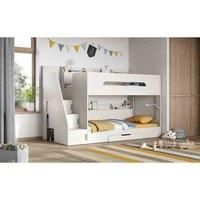 Flair Slick Staircase Bunk Bed with Storage - White
