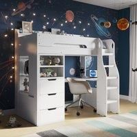 Cosmic High Sleeper Frame With Storage White - White