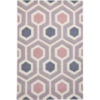 Hong Kong 3661 Rug Pink, Grey and White
