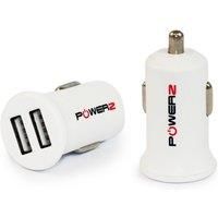Powerz 2.4Amp Dual USB Port Car Charger - White/Black