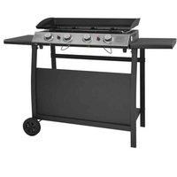 4 Burner Gas BBQ Plancha with Detachable Trolley