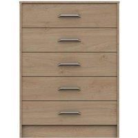 One Call Calais 5 Drawer Chest Ready Assembled Oak, Brown