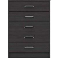 One Call Calais 5 Drawer Chest Ready Assembled Anthracite Oak, Black