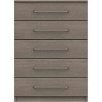 One Call Reims 5 Drawer Chest Ready Assembled Beige Grey Oak, Brown