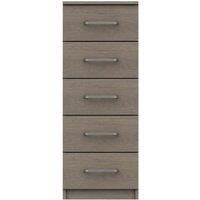 One Call Reims 5 Drawer Tallboy Chest Ready Assembled Beige Grey Oak, Brown