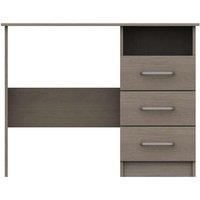 One Call Reims 3 Drawer Dressing Table Desk Ready Assembled Beige Grey Oak