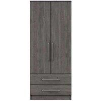 One Call Reims 2 Door Combi Wardrobe Ready Assembled Dark Grey Oak