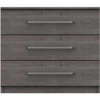 One Call Reims 3 Drawer Chest Ready Assembled Dark Grey Oak, Grey