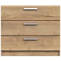 One Call Nimes 3 Drawer Chest Ready Assembled Natural Rustic Oak, Brown