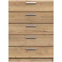 One Call Nimes 5 Drawer Chest Ready Assembled Natural Rustic Oak, Brown