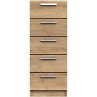 One Call Nimes 5 Drawer Tallboy Chest Ready Assembled Natural Rustic Oak, Brown