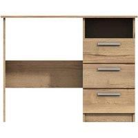 One Call Nimes 3 Drawer Dressing Table Desk Ready Assembled Natural Rustic Oak