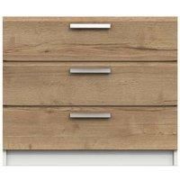 One Call Nimes 3 Drawer Chest Ready Assembled White Natural Rustic Oak