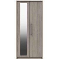 One Call Toulouse 2 Door Wardrobe With Mirror Ready Assembled Fired Earth Grey Oak, Grey