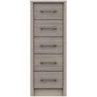 One Call Toulouse 5 Drawer Tallboy Chest Ready Assembled Fired Earth Grey Oak, Grey