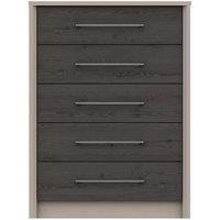 One Call Toulouse 5 Drawer Chest Ready Assembled Fired Earth Anthracite Larch, Brown