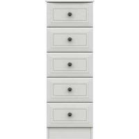 One Call Furniture Bordeaux 5 Drawer Tallboy Chest Ready Assembled White, White