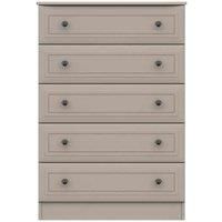 One Call Furniture Bordeaux 5 Drawer Chest Ready Assembled Fired Earth, Brown