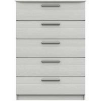 One Call Furniture Metz 5 Drawer Chest Ready Assembled White, White