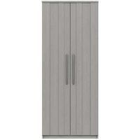 One Call Furniture Metz 2 Door Wardrobe Ready Assembled Light Grey, Grey
