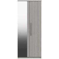 One Call Furniture Metz 2 Door Wardrobe With Mirror Ready Assembled Light Grey