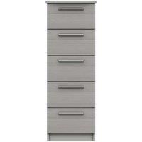 One Call Furniture Metz 5 Drawer Tallboy Chest Ready Assembled Light Grey, Grey