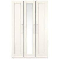 One Call Furniture Avignon 3 Door Wardrobe With Mirror Ready Assembled White, White