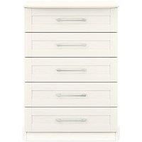 One Call Furniture Avignon 5 Drawer Chest Ready Assembled White, White