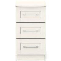 One Call Furniture Avignon 3 Drawer Bedside Ready Assembled White, White