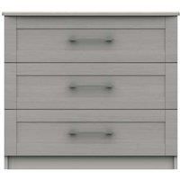 One Call Furniture Avignon 3 Drawer Chest Ready Assembled Light Grey, Grey