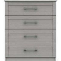 One Call Furniture Avignon 4 Drawer Chest Ready Assembled Light Grey, Grey