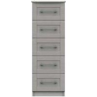 One Call Furniture Avignon 5 Drawer Tallboy Chest Ready Assembled Light Grey, Grey