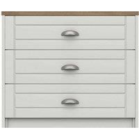 One Call Furniture Nantes 3 Drawer Chest Ready Assembled White With Natural Rustic Oak Top, White