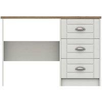 One Call Furniture Nantes 3 Drawer Dressing Table Ready Assembled White With Natural Rustic Oak Top, White