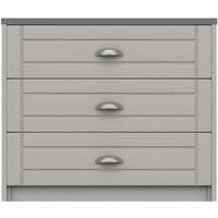 One Call Furniture Nantes 3 Drawer Chest Ready Assembled Light Grey With Dust Grey Top, Grey