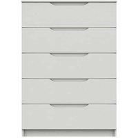 One Call Furniture Antibes 5 Drawer Chest Ready Assembled Gloss White, White