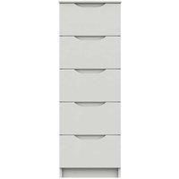 One Call Furniture Antibes 5 Drawer Tallboy Chest Ready Assembled Gloss White, White