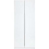 One Call Furniture Antibes 2 Door Wardrobe Ready Assembled Gloss Fronts Light Grey, Grey