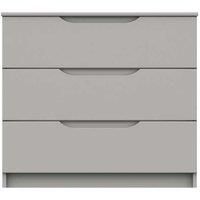 One Call Furniture Antibes 3 Drawer Chest Ready Assembled Gloss Fronts Light Grey, Grey