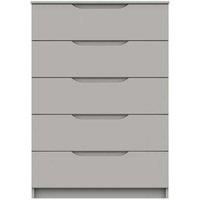 One Call Furniture Antibes 5 Drawer Chest Ready Assembled Gloss Fronts Light Grey, Grey