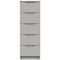 One Call Furniture Antibes 5 Drawer Tallboy Chest Ready Assembled Gloss Fronts Light Grey, Grey
