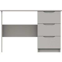 One Call Furniture Antibes 3 Drawer Dressing Table Desk Ready Assembled Gloss Fronts Light Grey