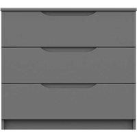One Call Furniture Antibes 3 Drawer Chest Ready Assembled Gloss Dust Grey, Grey